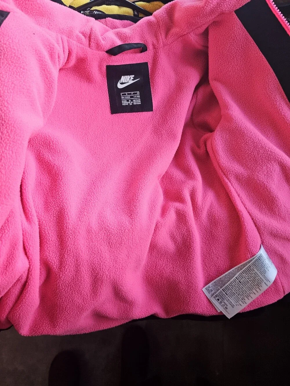 Nike Kids Black Hooded Jacket with Pink Trim